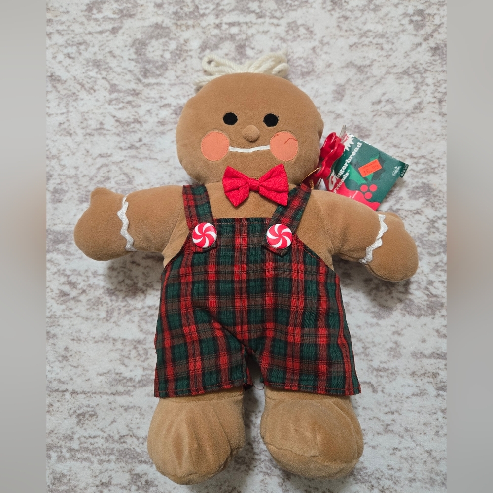 Gingerbread Plush Toy with Red Bow Tie, Gibson Greetings 1994.